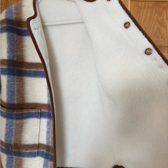 Sezane Sari Jacket - teddy plaid reversible - size 6 - Picture 12 of 12